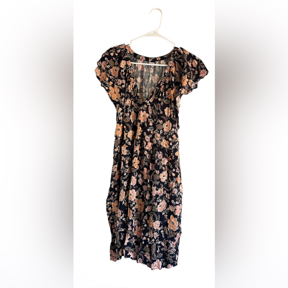 Old Navy Floral Print Dress - Black and Pink